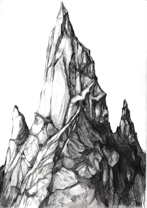 Drawing titled "Steinwelten II" by Jan Weiser, Original Artwork