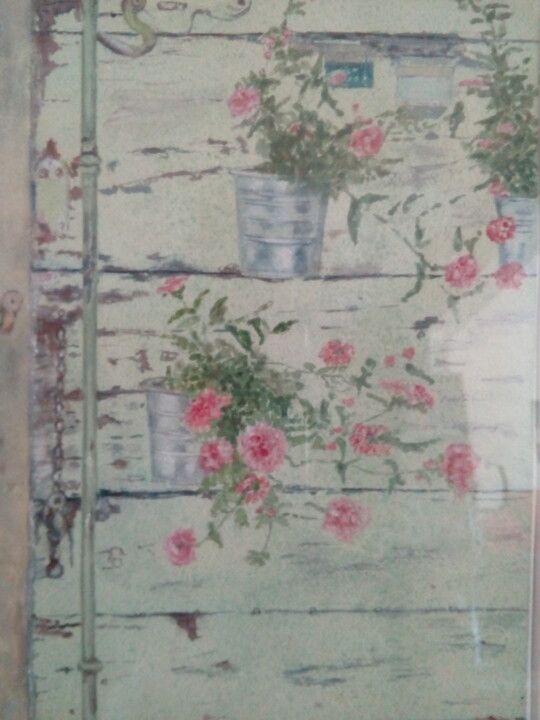 Ζωγραφική με τίτλο "roses,rosam,rosae" από Jan, Αυθεντικά έργα τέχνης, Ακουαρέλα