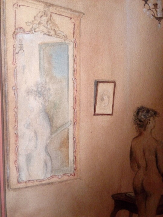 Painting titled "Miroir , voir ," by Jan, Original Artwork, Watercolor