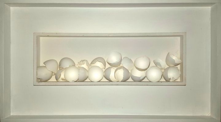 Скульптура под названием "Composition in whit…" - Jan Schrijver, Подлинное произведение искусства, Дерево