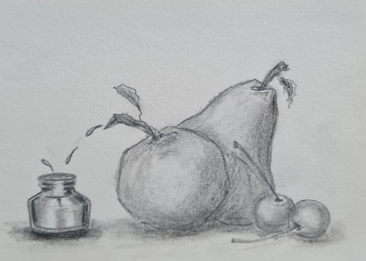 Zeichnungen mit dem Titel "Still life in a bad…" von Jan Schrijver, Original-Kunstwerk, Bleistift