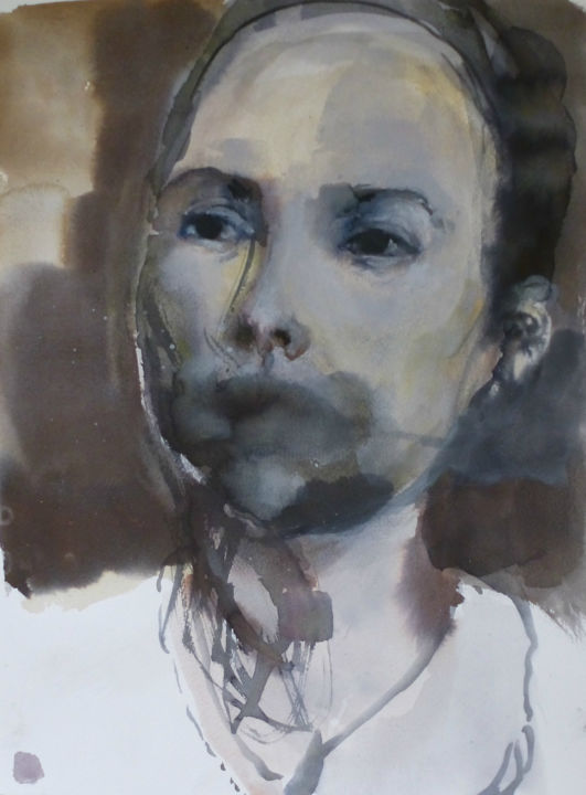 Painting titled "Anonym" by Jana Ficová, Original Artwork, Watercolor