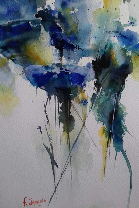 Fleurs Bleues, Peinture par Frederic Jandolo | Artmajeur
