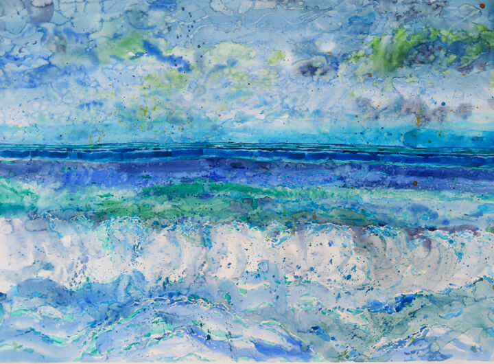Pittura intitolato "Sea foam" da Jane Chepell, Opera d'arte originale, Acquarello
