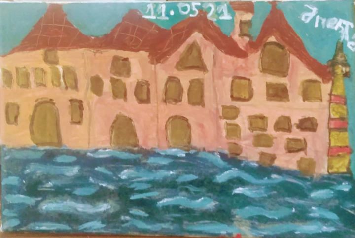 Pintura intitulada "A igreja de Monte S…" por Jane Costa, Obras de arte originais, Óleo
