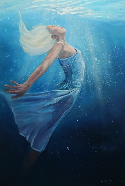 Painting titled "Up to the light" by Jane Lantsman, Original Art, Oil