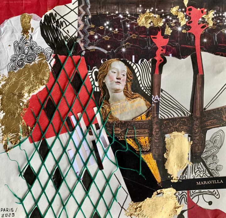 Collages intitolato "Paris On My Mind" da Jane Sukiasyan, Opera d'arte originale, Collages