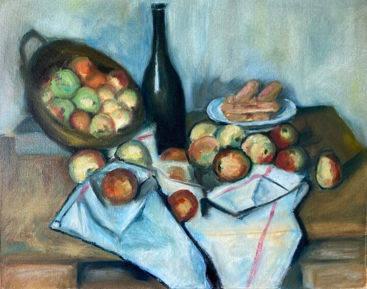 The Basket Of Apples After Cezanne, Painting by Jane Wong Artmajeur