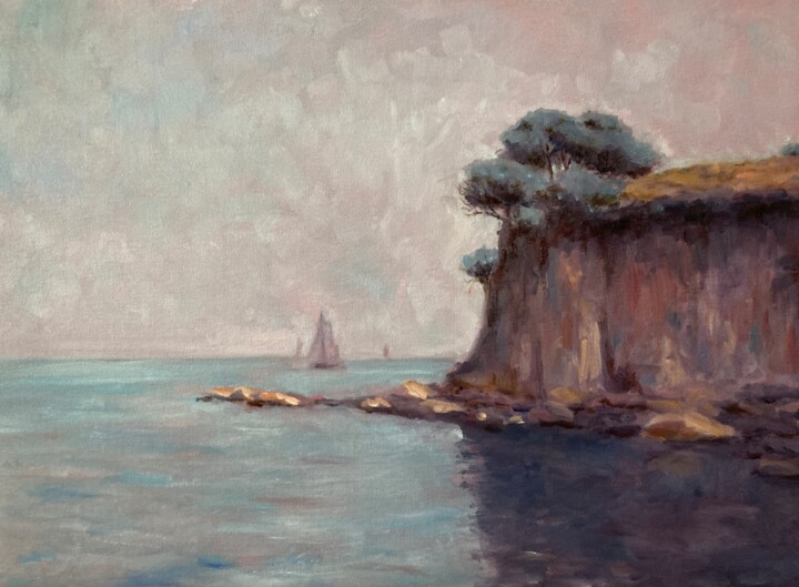 Painting titled "The Sea, Catalina a…" by Jane Wong, Original Artwork, Oil