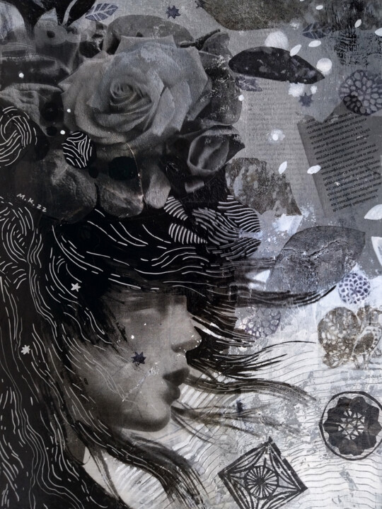 Collages titulada "Nocturnal" por Margot Raven, Obra de arte original, Acrílico