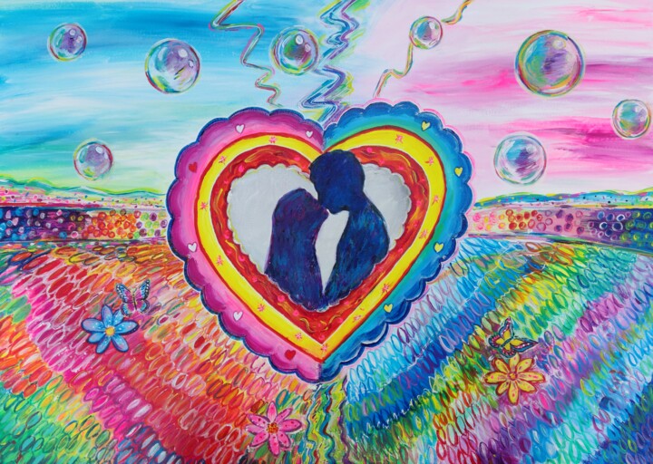 Pintura titulada "Uplifting love" por Kristina Janekova, Obra de arte original, Acrílico Montado en Bastidor de camilla de m…