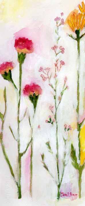 「Flowers from Sheely…」というタイトルの絵画 Janel Braggによって, オリジナルのアートワーク, 水彩画