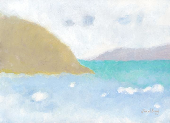 Schilderij getiteld "Anacortes Seascape" door Janel Bragg, Origineel Kunstwerk, Aquarel