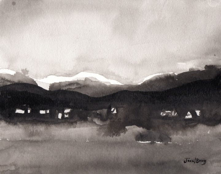 Painting titled "Skagit Valley Hills…" by Janel Bragg, Original Artwork, Ink