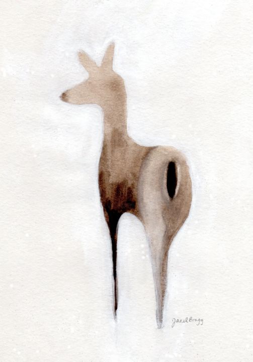 Malerei mit dem Titel "Deer" von Janel Bragg, Original-Kunstwerk, Aquarell