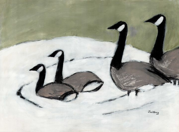 Painting titled "Canada Geese on Dav…" by Janel Bragg, Original Artwork, Watercolor