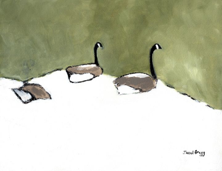 Painting titled "Canadian Geese on D…" by Janel Bragg, Original Artwork, Watercolor