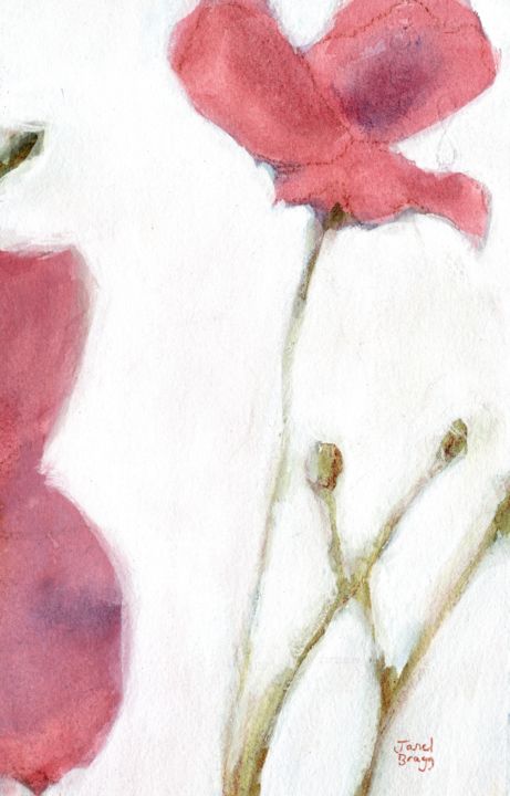Pintura intitulada "Floral from David's…" por Janel Bragg, Obras de arte originais, Aquarela