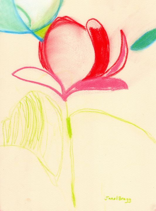 Painting titled "Magnolia in Color I" by Janel Bragg, Original Artwork, Conté