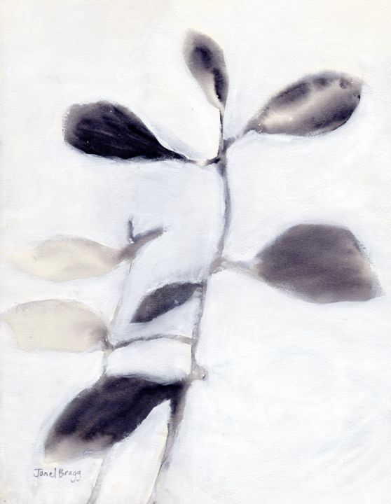 Malarstwo zatytułowany „Leaves in Gray” autorstwa Janel Bragg, Oryginalna praca, Akwarela