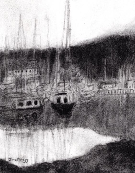 Painting titled "Cap Sante Marina in…" by Janel Bragg, Original Artwork, Charcoal