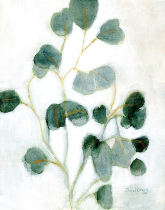 Painting titled "Emerald Leaf Reveri…" by Janel Bragg, Original Artwork, Watercolor