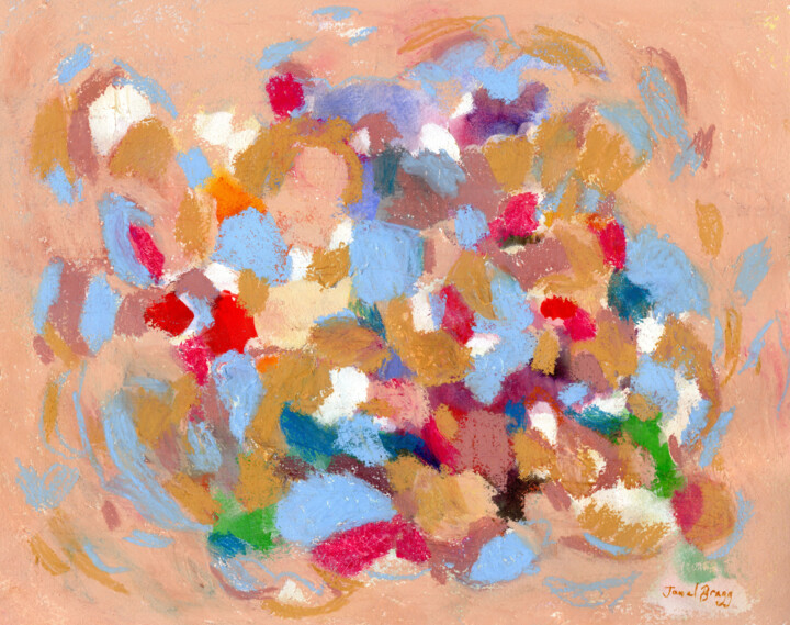 Malerei mit dem Titel "Confetti Garden I" von Janel Bragg, Original-Kunstwerk, Pastell