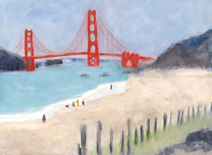 Painting titled "San Francisco's Gol…" by Janel Bragg, Original Artwork, Watercolor