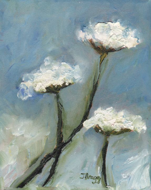 Painting titled "Queen Anne's Lace" by Janel Bragg, Original Artwork, Oil