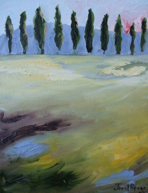 Peinture intitulée "Skagit Poplars" par Janel Bragg, Œuvre d'art originale, Huile