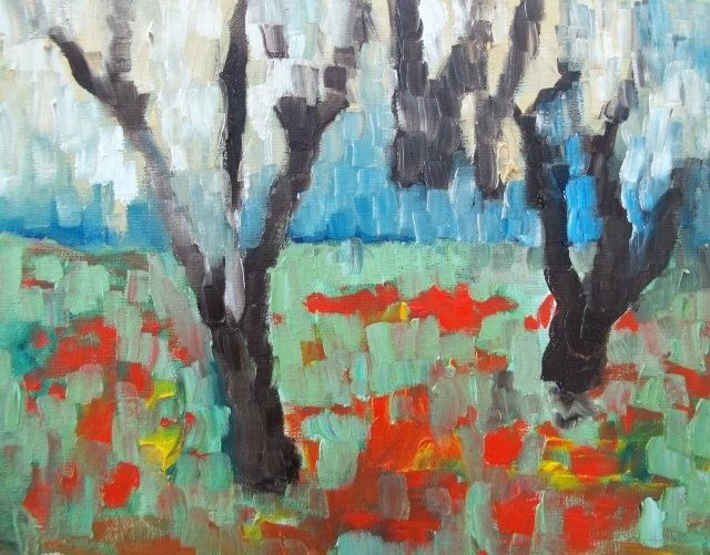 Painting titled "Meadow" by Janel Bragg, Original Artwork, Oil