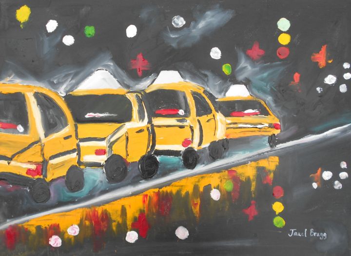 Painting titled "Rainy Park Avenue S…" by Janel Bragg, Original Artwork, Oil