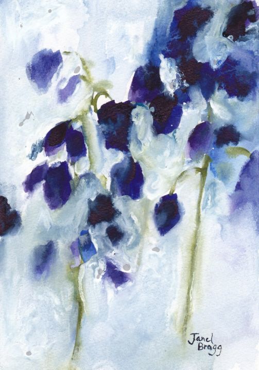 Painting titled "Harebells in Waterc…" by Janel Bragg, Original Artwork, Oil