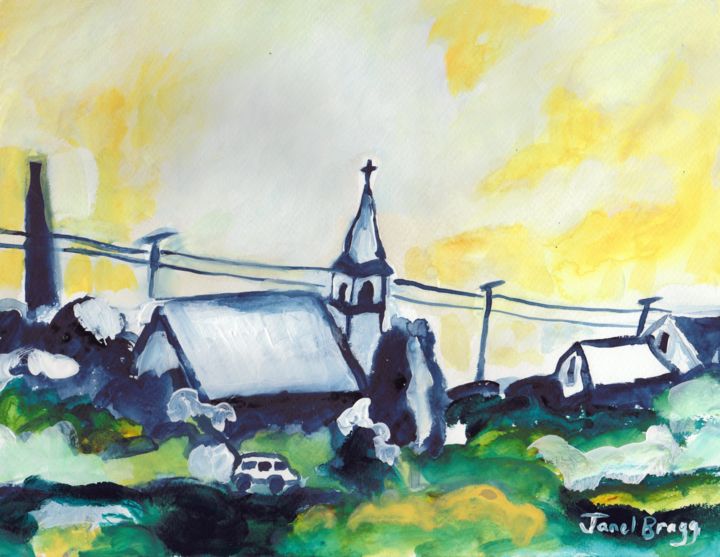 Painting titled "View From Amtrak Tr…" by Janel Bragg, Original Artwork, Watercolor