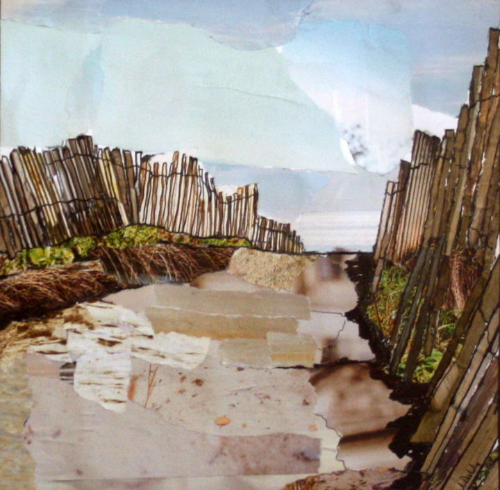 Collages titled "Serignan Plage Coll…" by Janet Daldy, Original Artwork, Collages