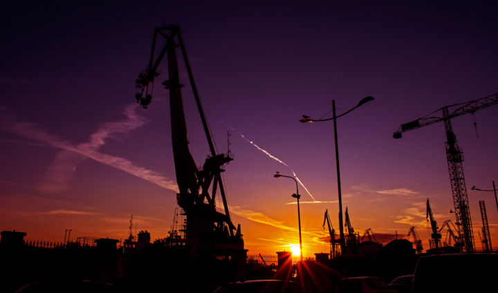 Фотография под названием "Cranes in Pula" - Jan Hrad, Подлинное произведение искусства, Цифровая фотография