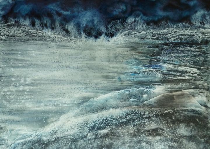 Peinture intitulée "un matin de givre" par Janick Vergé, Œuvre d'art originale, Aquarelle