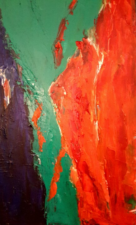 Pintura intitulada "Abstraction, rencon…" por Janie B., Obras de arte originais, Acrílico