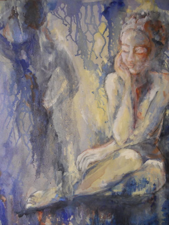 Peinture intitulée "melancolie" par Janine Delmontel, Œuvre d'art originale, Huile Monté sur Châssis en bois
