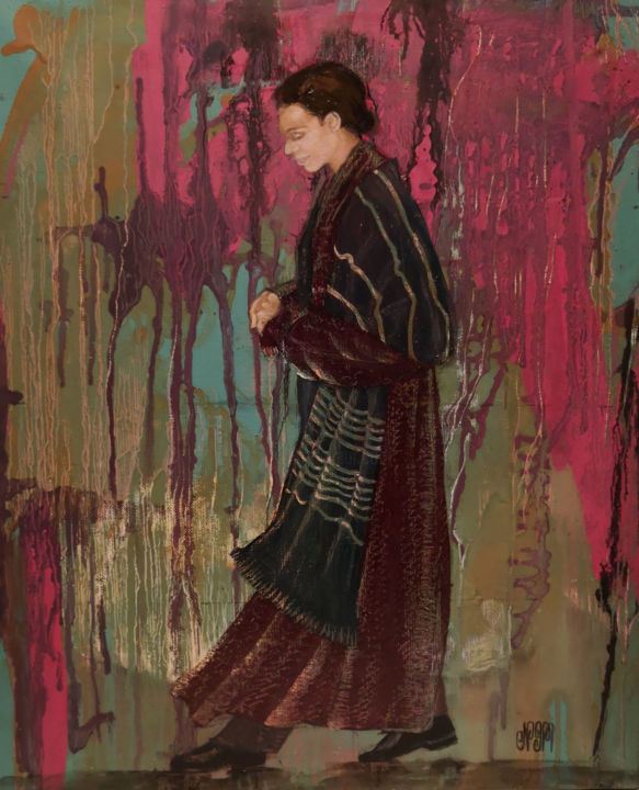 Pittura intitolato "Balade dès l'aube" da Janine Mary, Opera d'arte originale, Olio