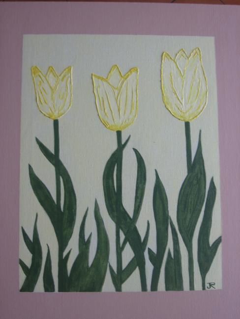 Peinture intitulée "Les tulipes" par Janine Roquessalane, Œuvre d'art originale
