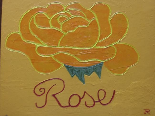 Painting titled "une rose orangée" by Janine Roquessalane, Original Artwork