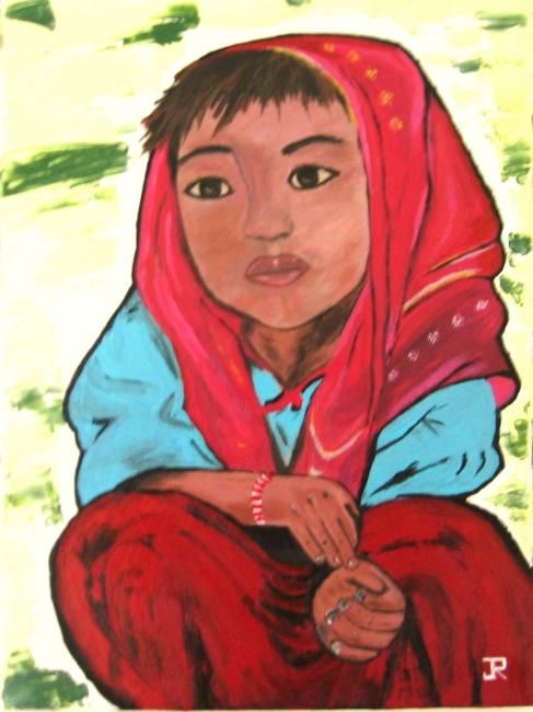 Peinture intitulée "Enfant Thaïlandais" par Janine Roquessalane, Œuvre d'art originale