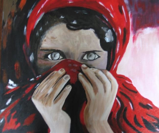 Peinture intitulée "petite afghane" par Janine Roquessalane, Œuvre d'art originale