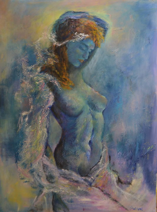 Painting titled "volupté" by Janine Chetivet, Original Artwork, Oil