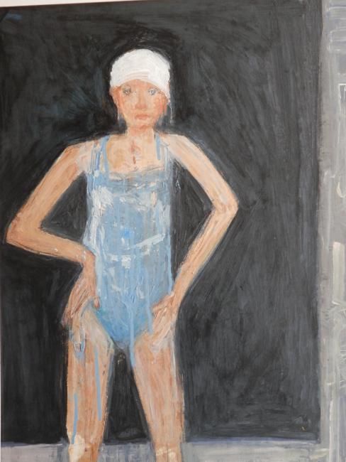 Peinture intitulée "la petite baigneuse" par Janine Ferraz, Œuvre d'art originale, Huile