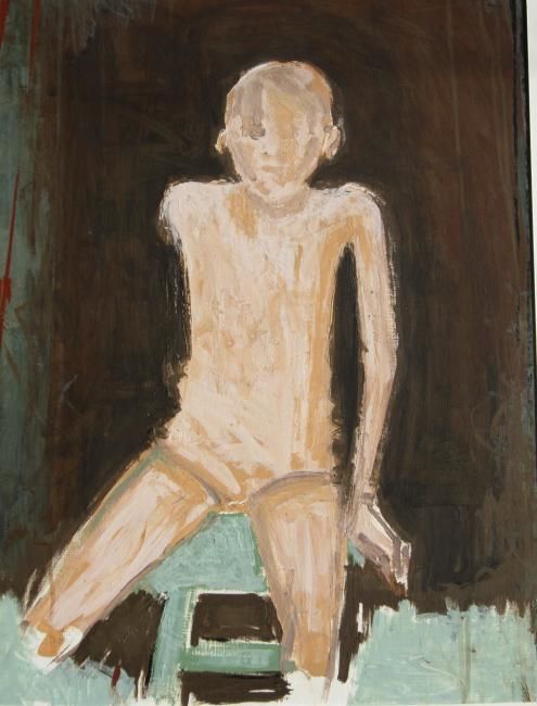 Peinture intitulée "enfant assis" par Janine Ferraz, Œuvre d'art originale