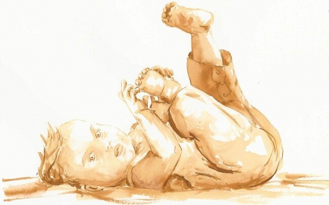 Peinture intitulée "bébé" par Janine Le Cann, Œuvre d'art originale