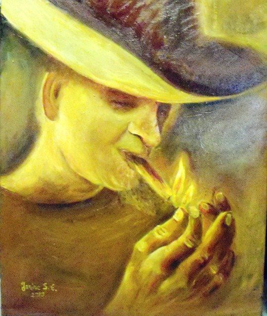 Peinture intitulée "no smoking" par Janine Skayem, Œuvre d'art originale, Huile