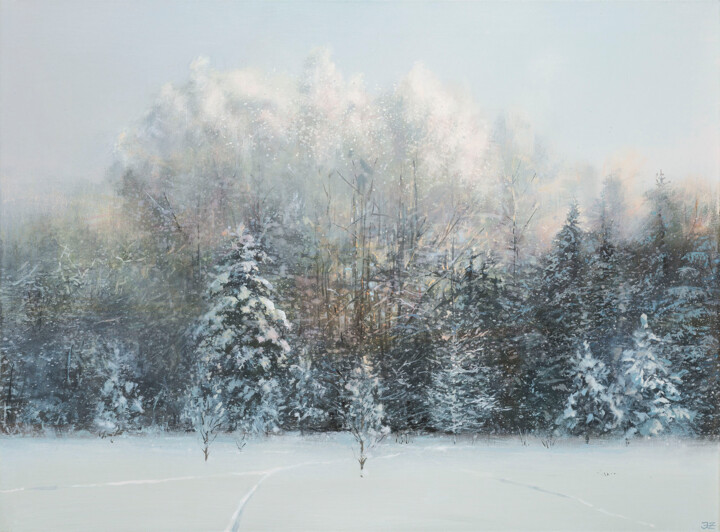 Schilderij getiteld "January Sunrise" door Janis Zingitis, Origineel Kunstwerk, Acryl